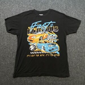 Y2K Fast And The Furious Sports Cars Racing Tokyo Drift Black Shirt Sz L Graphic